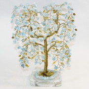 Аквамариновое дерево среднее на стекле с золотым листом
