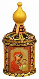 Деревянное изделие Церквушка с медом цветочным натуральным &quot;Божья Матерь с младенцем&quot;